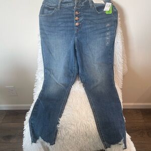 Maurices High Rise Blue Jeans with Button Detail